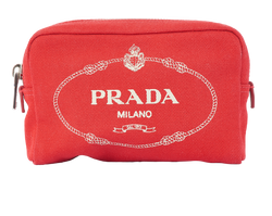 Prada Cosmetic Pouch, Canvas, Red, MII, 3*
